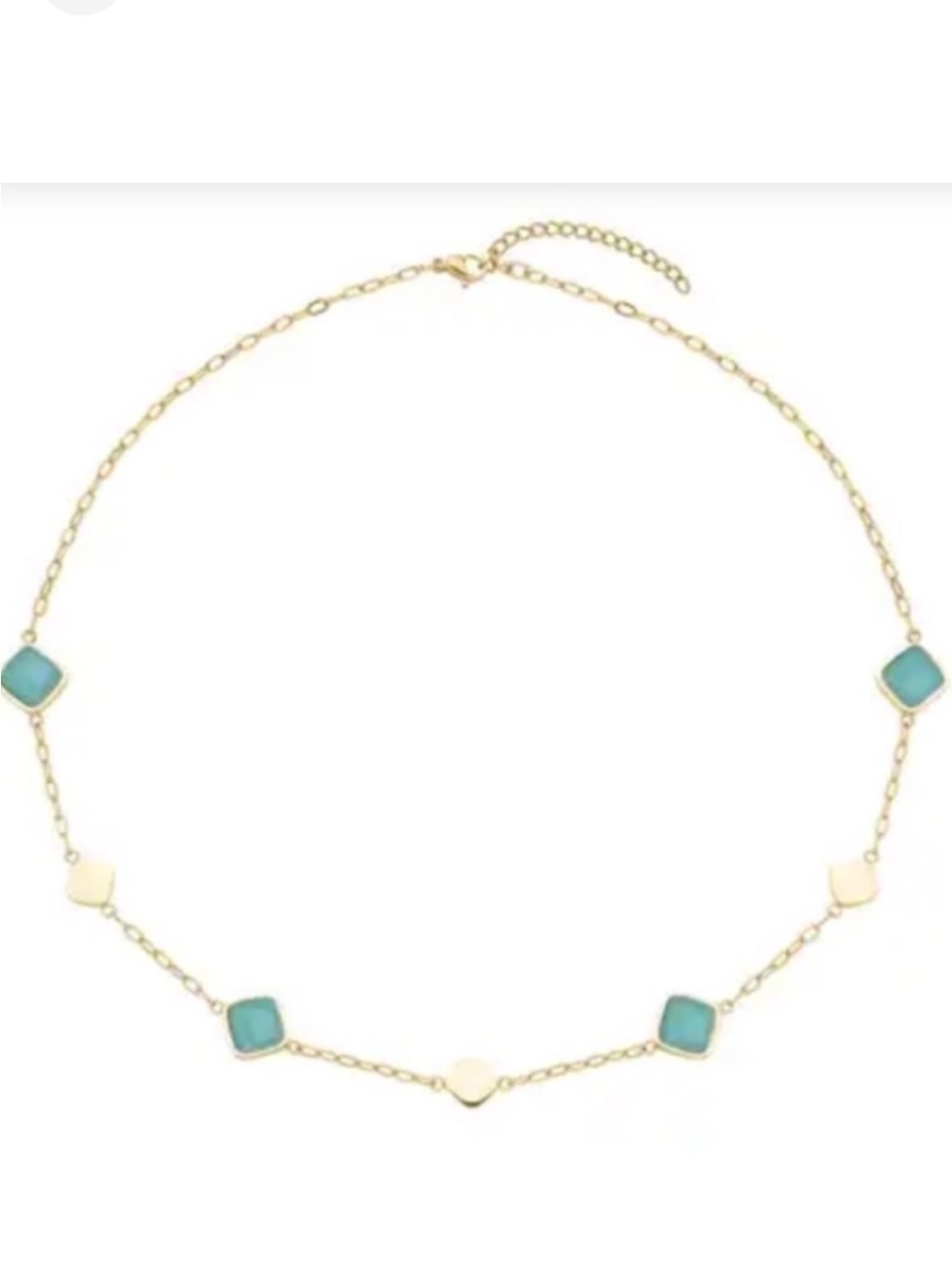 Amazonite Station Necklace in ION Plated YG Stainless Steel
